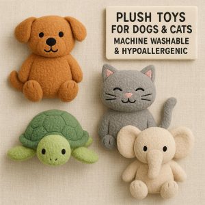 Multi-Animal Shaped Cuddly Plush Toys for Dogs & Cats - Machine Washable & Hypoallergenic