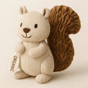 Squeaky Organic Cotton Squirrel Plush Toy for Cats - Interactive & Crinkle Sound